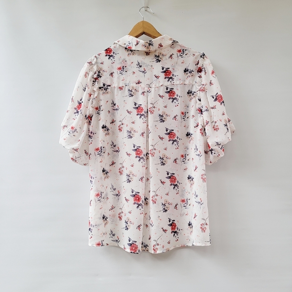 Anthropologie Maeve Dellaroe Floral Blouse Size Large Cottsgecore Ditzy Neutral - Picture 5 of 16
